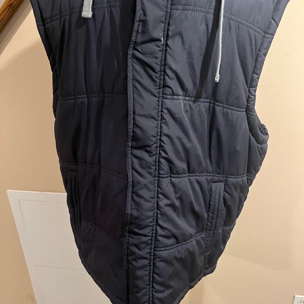 Black Quilted Vest with Hood